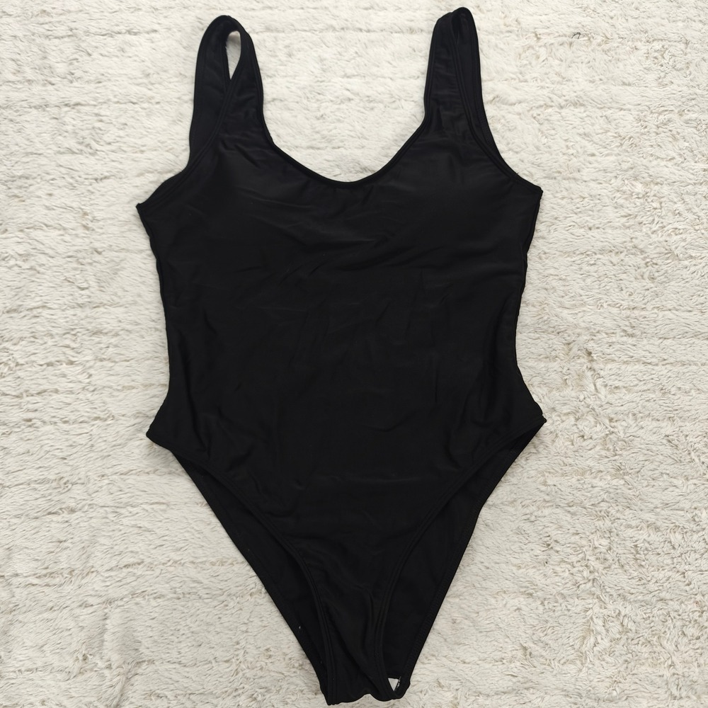 Black One Piece Swimsuit Womens Small Swimwear Basic Modest Goth Preppy Downtown